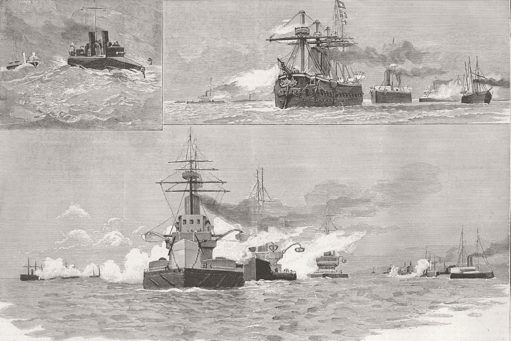 CUMBS. Naval Exercises. Whitehaven 1887 old antique vintage print picture